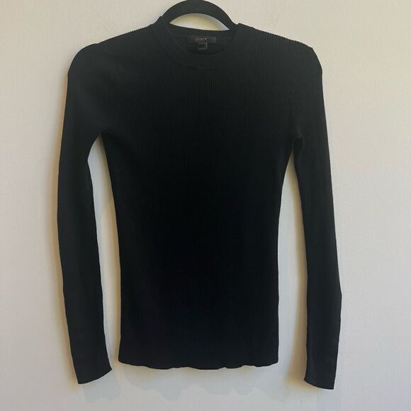 J. Crew 100% Cotton Ribbed Crewneck Fitted Sweater - XXS - Picture 1 of 6
